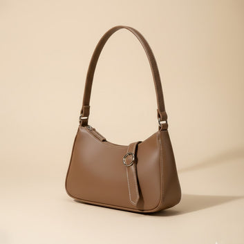 Elegant Tan Handbag with Stylish Ring 0022