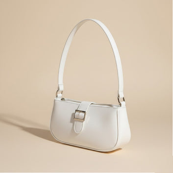 Elegant White Handbag with Chic Buckle 0020
