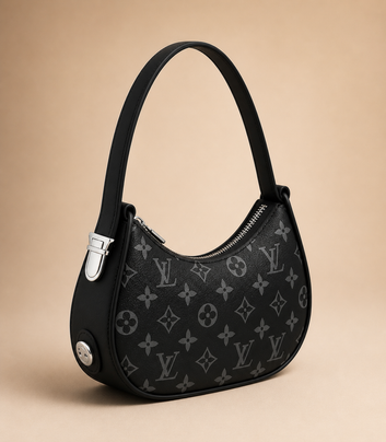Elegant brown LV Monogram Crescent 0096